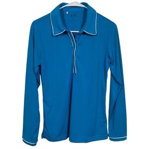 Adidas Golf Blue Half Zip Long Sleeve Athletic Top